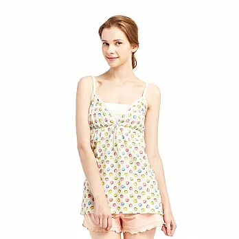 【CACO】SMILEY-笑臉馬卡龍居家背心套裝-女S麻花白