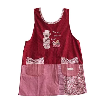 和風圍裙-廚師熊-紅