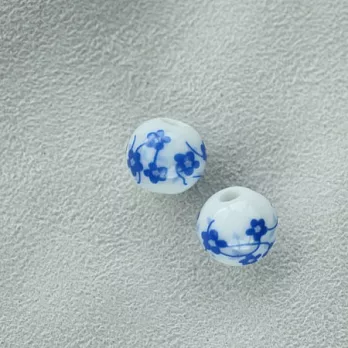 青瓷花10mm陶瓷珠*2‧輕靈之森手工療癒系