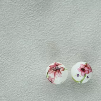 花意漫漫貼花陶瓷珠*2‧輕靈之森手工療癒系