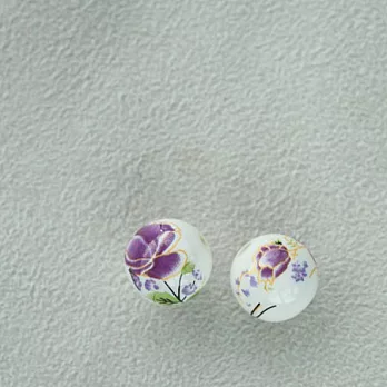 紫花調2貼花陶瓷珠*2‧輕靈之森手工療癒系
