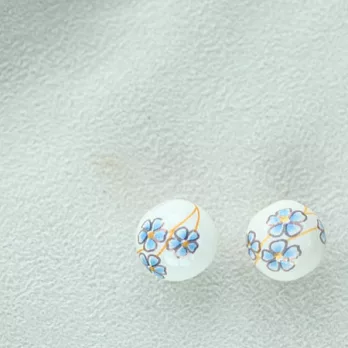 藍碎花的小清新貼花陶瓷珠*2‧輕靈之森手工療癒系
