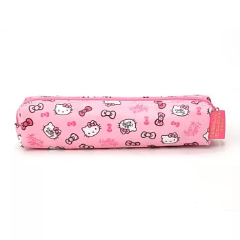 《Sanrio》HELLO KITTY緞帶文具系列防潑水細長筆袋 (粉)