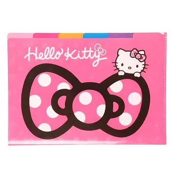 《Sanrio》HELLO KITTY緞帶文具系列五層分類文件夾(粉)