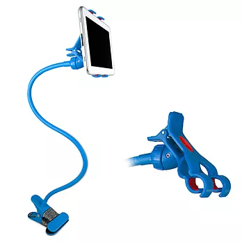 懶人專用 多彩智慧型手機平板萬用雙夾式支架藍色