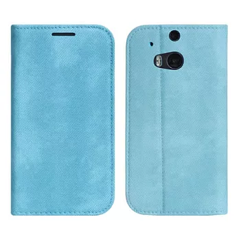【BIEN】HTC One (M8) 簡約牛仔隱形磁扣可立保護皮套 (淡藍)