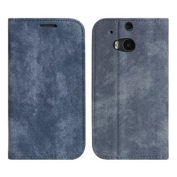【BIEN】HTC One (M8) 簡約牛仔隱形磁扣可立保護皮套 (寶藍)
