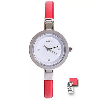 Watch-123 自由年代 簡約百搭玫瑰金細帶腕錶 (紅色)