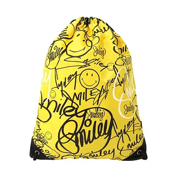 【CACO】SMILEY-笑臉滿版束口袋-女黃色