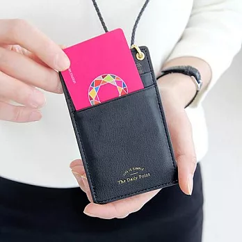 漫遊世界頸掛票卡夾(附掛繩)-時尚黑