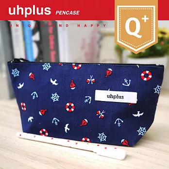 uhplus Q-plus寬底筆袋/ Little Sailor(Navy)