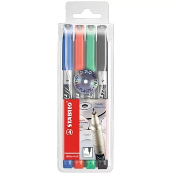 STABILO 德國天鵝牌 Write-4-all 多用途油性筆 1盒4色入 (共3種尺寸可選)(S) 0.4mm