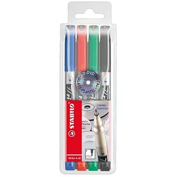 STABILO 德國天鵝牌 Write-4-all 多用途油性筆 1盒4色入 (共3種尺寸可選)(F) 0.7mm