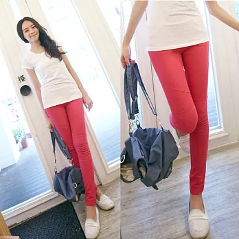 ROSE。閒適自然彈性鉛筆褲 粉系S