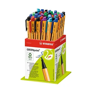 STABILO 德國天鵝牌 GREENpoint 環保簽字筆 0.8mm 筆筒式包裝共6色40支裝(型號:6088/40-1)
