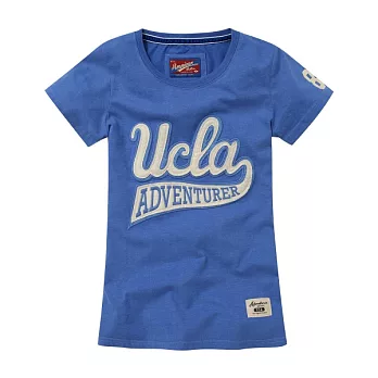 【CACO】Caco SURF-英文草寫水洗短T-女S花紗藍