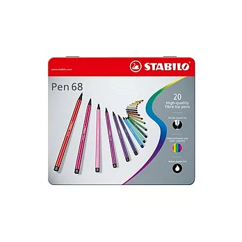 STABILO 德國天鵝牌 Pen 68系列 彩色筆 鐵盒裝 20色20支入(型號:6820-6)