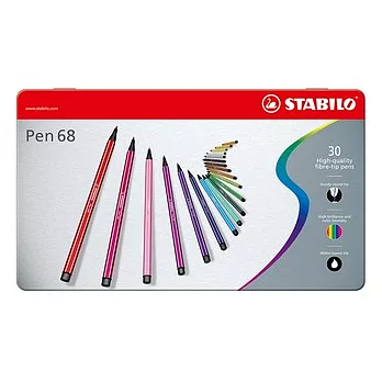 STABILO 德國天鵝牌 Pen 68系列 彩色筆 鐵盒裝 30色30支入(型號:6830-6)