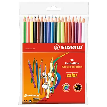 STABILO 德國天鵝牌 Color系列 六角形色鉛筆 膠盒組 18色18支裝(型號:1218/77-01)