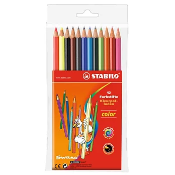 STABILO 德國天鵝牌 Color系列 六角形色鉛筆 膠盒組 12色12支裝(型號:1212/77-01)