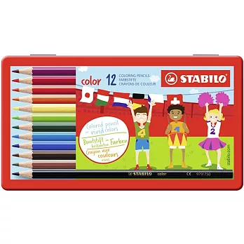 STABILO 德國天鵝牌 Color系列 六角形色鉛筆 鐵盒組 12色12支裝(型號:1812-77)