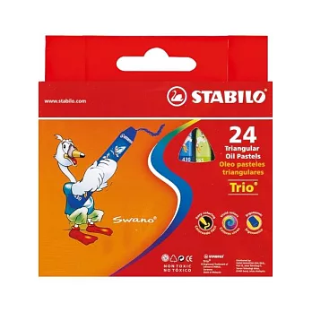 STABILO 德國天鵝牌 trio系列 兒童用油性粉蠟筆 紙盒組 24色24支裝(型號:2624)