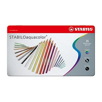 STABILO 德國天鵝牌 aquacolor系列 水溶性色鉛筆 36色36支裝 金屬鐵盒裝(型號:1636-5)