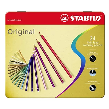STABILO 德國天鵝牌 original系列 細線高硬度色鉛筆 24色鐵盒裝(型號:8774-6)