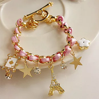 A+ accessories韓國進口鐵塔星星花朵撲克牌多元素皮繩手鍊