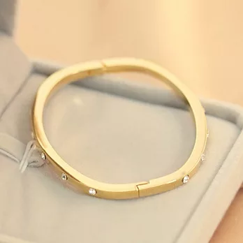 A+ accessories 韓國潮人時尚鑲鑽香檳金橢圓手環