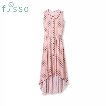 【fisso】小圓領前短後長洋裝 -S草莓巧克力粉