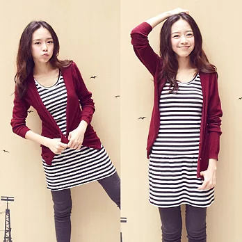 ROSE.甜心橫紋洋裝 白系