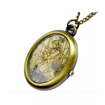 Watch-123 少女祈禱-橢圓復古項鍊懷錶