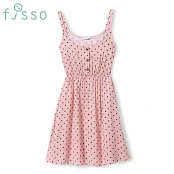【fisso】點點印花細肩洋裝 -S草莓巧克力粉