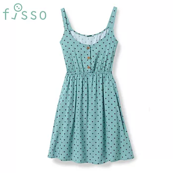 【fisso】點點印花細肩洋裝 -S沉靜森林綠