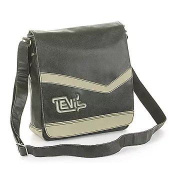 LEVI’S 時尚男風復古皮革直式中型側背書包 VBB0518EBK黑色