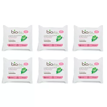 〔法國BIOPHA蓓兒法〕天然成份卸妝濕紙巾隨身包(六入組)