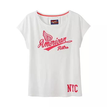 【CACO】Caco SURF-單翅膀草寫重水洗短T-女S白