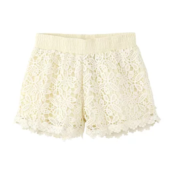 【CACO】Caco SURF-蕾絲花紋短褲-女M白