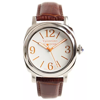 Valentino coupeau 東方之星-百年經典復刻腕錶 (褐色帶x白)