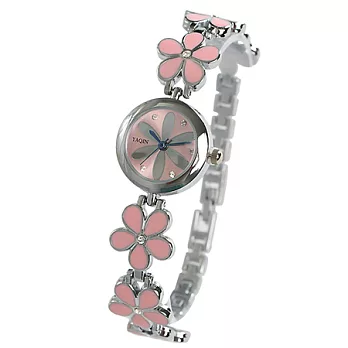 Watch-123 經典暢銷 性感風格大花朵造型手鍊腕錶 (粉紅色)