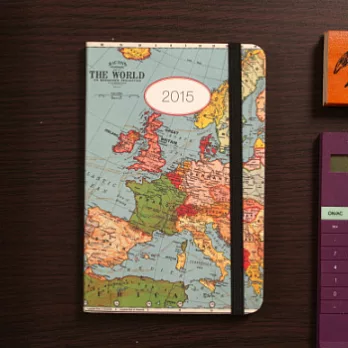 Cavallini_2015年綁帶週誌_VINTAGE MAP(復古地圖)
