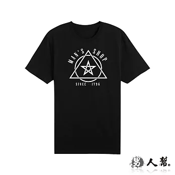 【男人幫】T1048＊情侶T【星型藝術設計情侶款領口純棉短袖T恤】黑色S