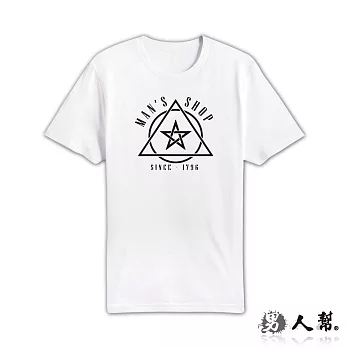 【男人幫】T1048＊情侶T【星型藝術設計情侶款領口純棉短袖T恤】白色S