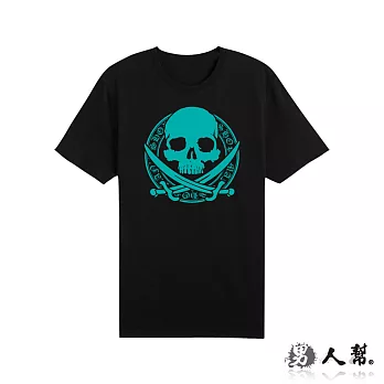 【男人幫】T1018＊【雙刀骷髏標誌精典純棉短袖T恤】黑色0S