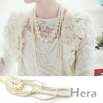 【Hera】赫拉 典雅華麗多層次珍珠長項鍊(氣質白)