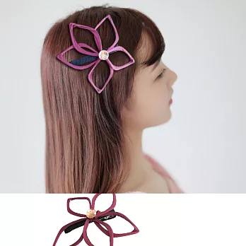 【Hera】赫拉 來自星星款鏤空線條花朵邊夾/鴨嘴夾/髮夾(三色任選)紫色