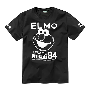【CACO】芝麻街-ELMO黑白個性短T-男S黑