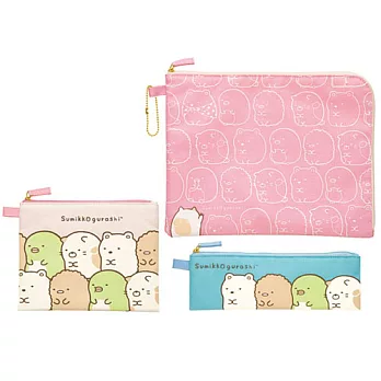San-X 角落公仔一起去郊遊系列大中小收納袋組。粉