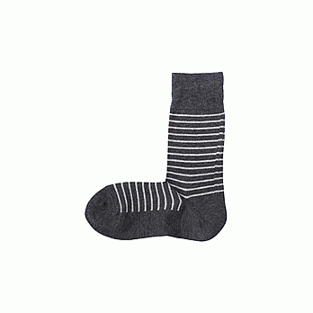 [MUJI 無印良品]男棉混橫紋直角襪25~27cm墨灰橫紋